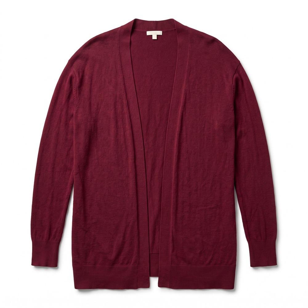 Merona Womens S Burgundy Open-Front Cardigan Sweater Cozy Casual Hip Length